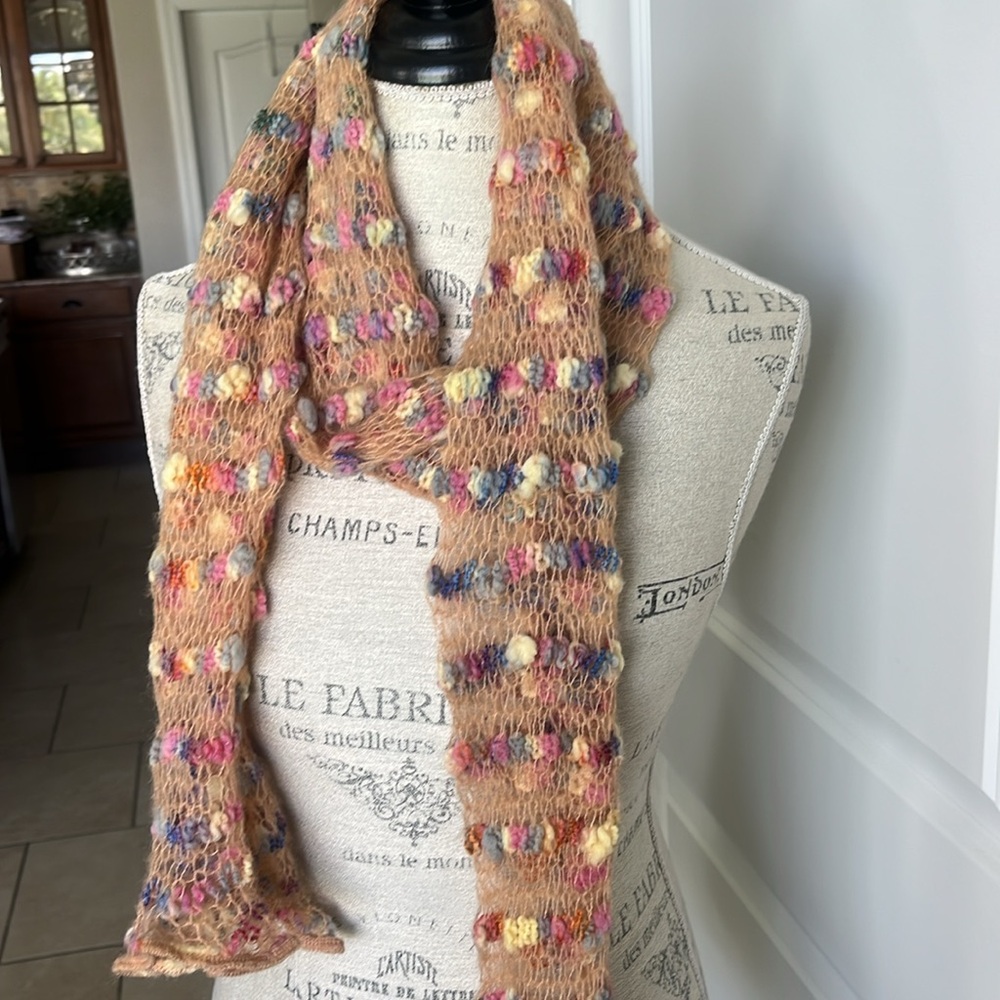 Raffaello Bettini made in Italy wool and mohair blend whimsical artsy scarf